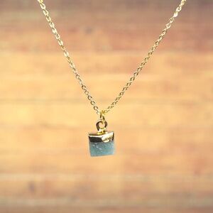 Indio Jewelry Delicate Gold Amazonite Faceted Gemstone Pendant Necklace #N203